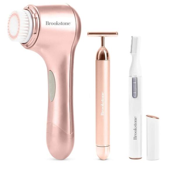 BROOKSTONE CORDLESS 3-IN-1 ROSE GOLD FACIAL SKIN BEAUTY CARE SET - Picture 3 of 9